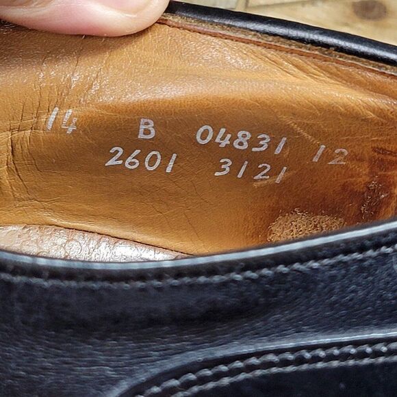 Allen Edmonds Mens Bradley Oxford SZ‎ 14B Narrow Split Toe Blucher Black Leather - Picture 12 of 12